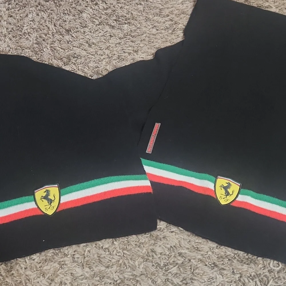 Scuderia Ferrari Scarf Mens 68"x 11" Black With Red Green White Stripe - Picture 6 of 6